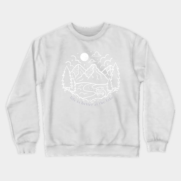 Life is Better at the Lake and Hiking, camping Gift for forest lover Crewneck Sweatshirt by yassinebd